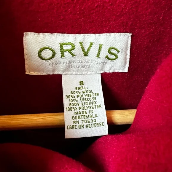 ORVIS Red Double Breasted Swing Coat‎ Wool Blend Vintage Luxury Feminine Cozy 8